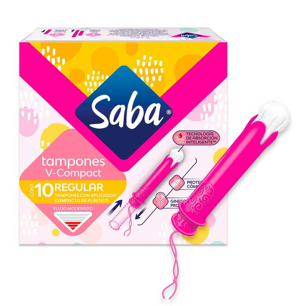 Tampones Saba Regular con Aplicador Compacto 10 pzas