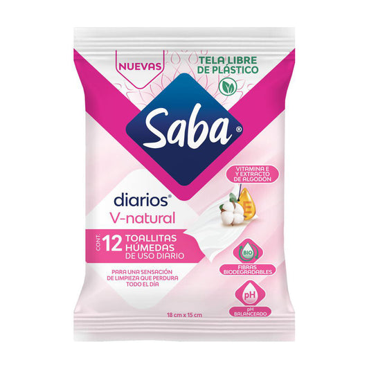 Toallitas Húmedas Saba V-Natural 12 piezas