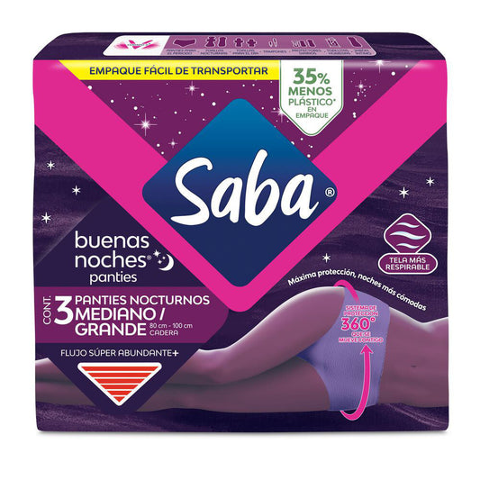 Panties Saba Buenas Noches Talla: Mediana/Grande 3 piezas