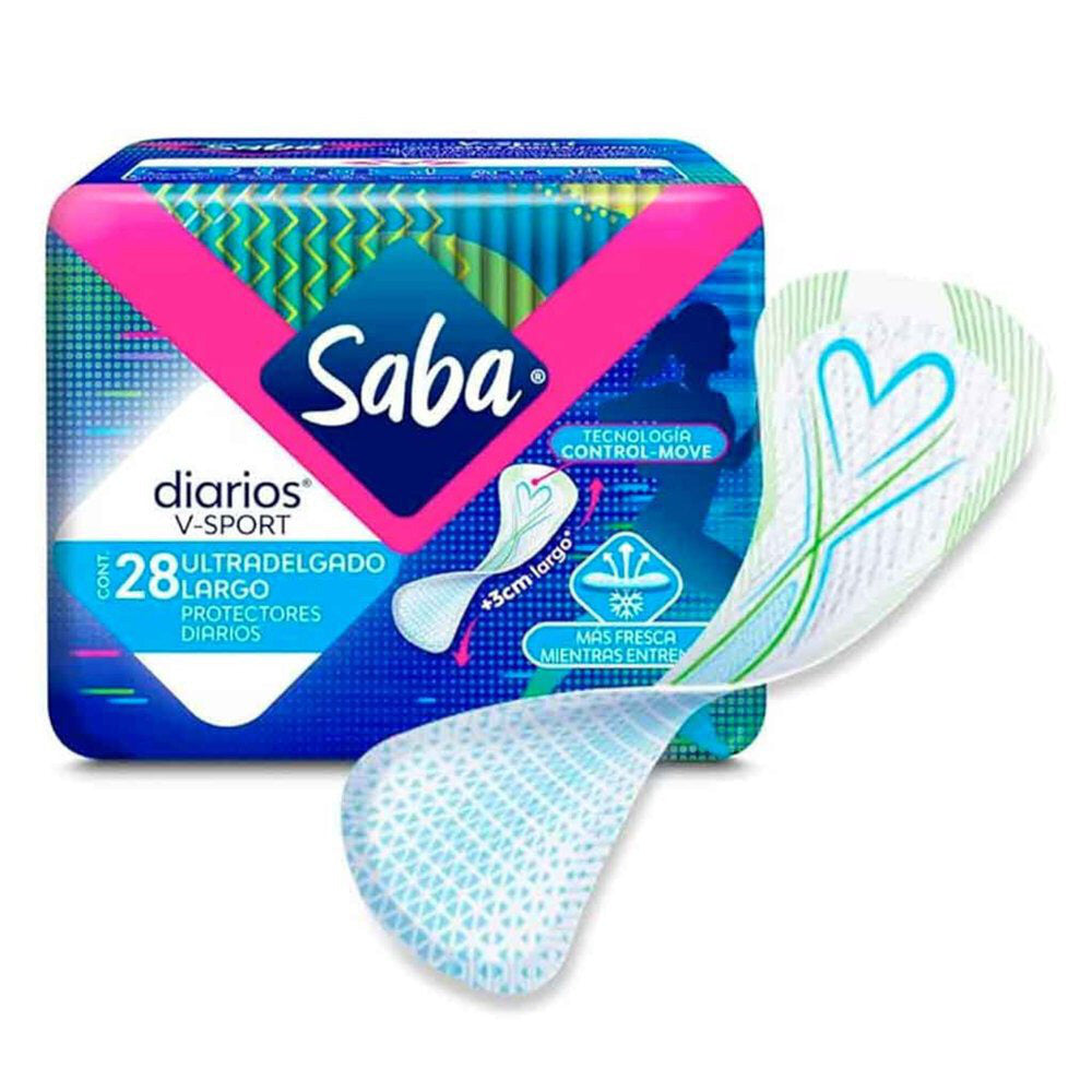 Protectores Saba Diarios V-Sport Ultradelgado Largo 28 piezas