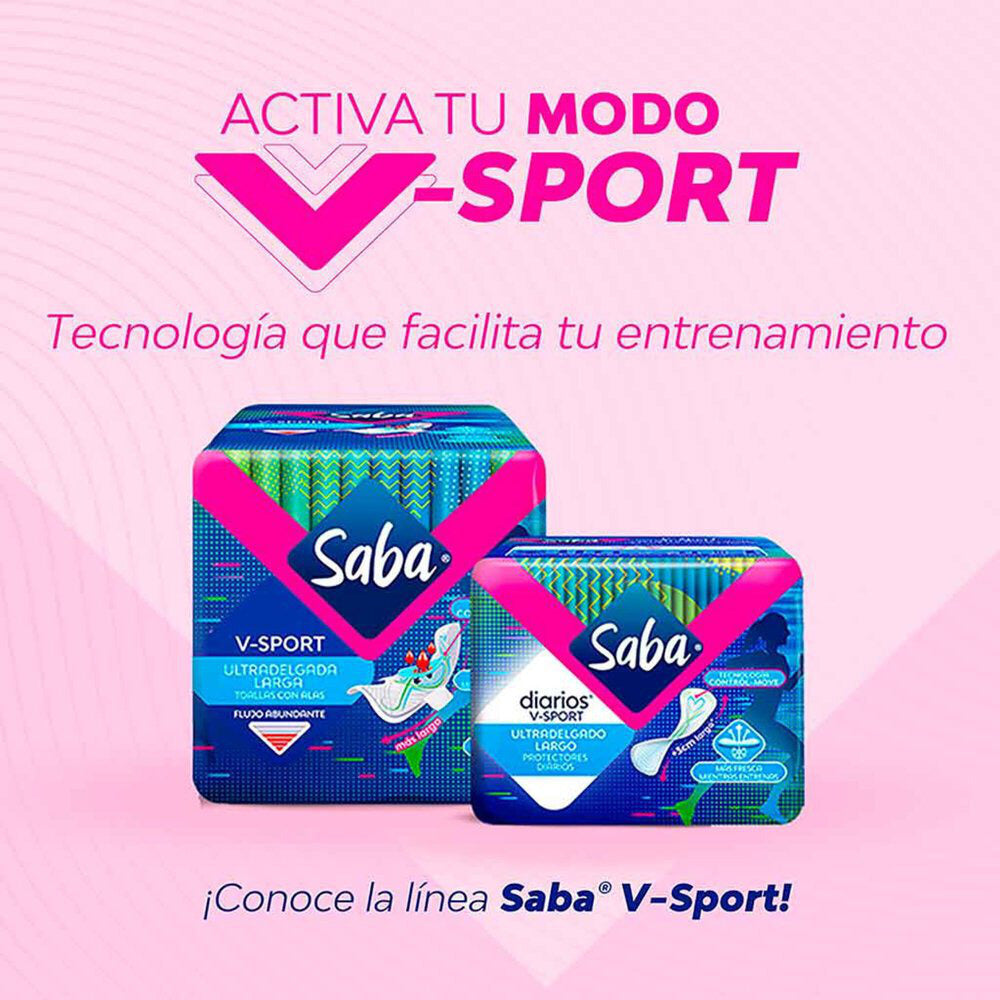 Protectores Saba Diarios V-Sport Ultradelgado Largo 28 piezas