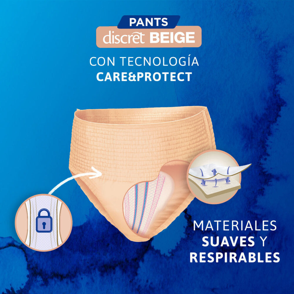 Ropa interior desechable TENA Pants Discret Beige Talla:G 10 piezas