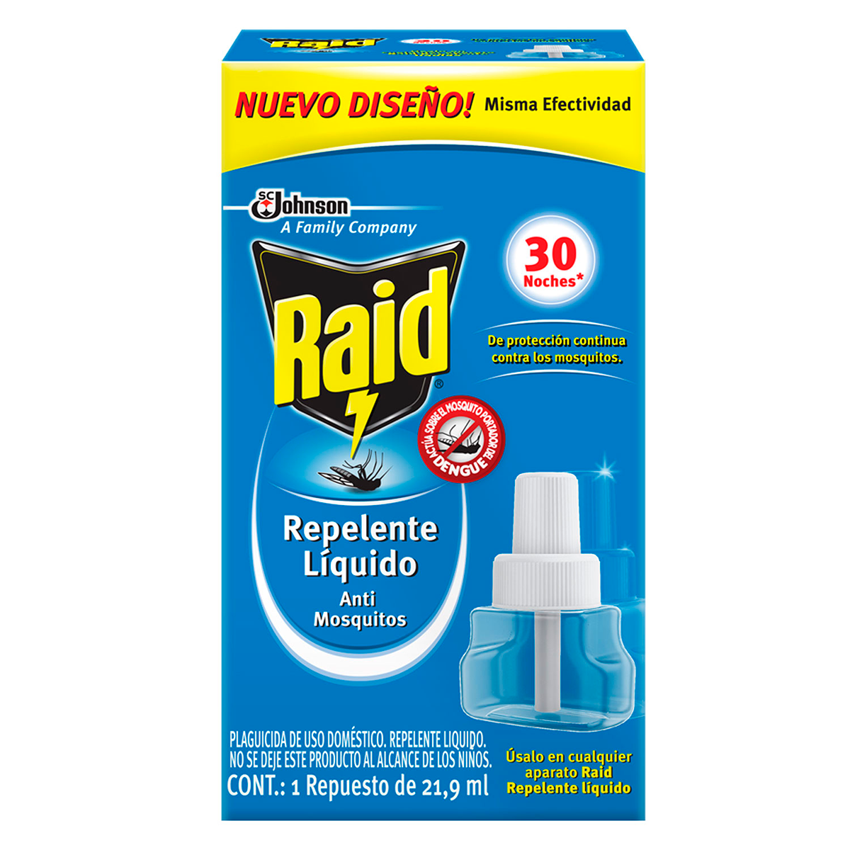 Repelente Liquido Raid 30 Noches Repuesto 21.9 MLL