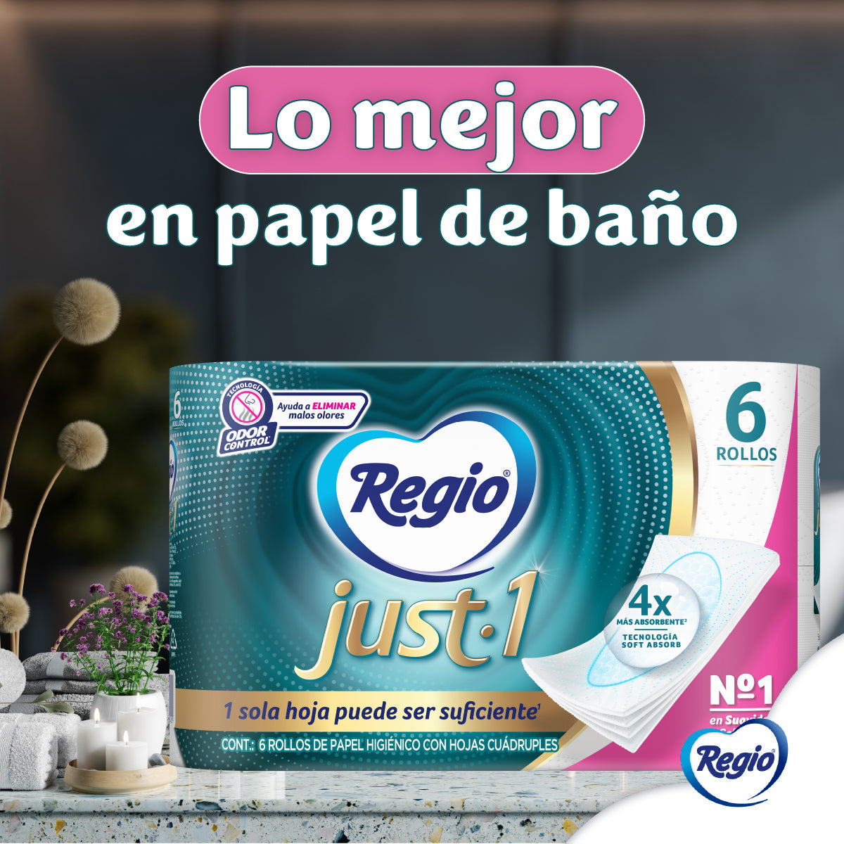 Papel Higiénico Regio Just-1 6 rollos