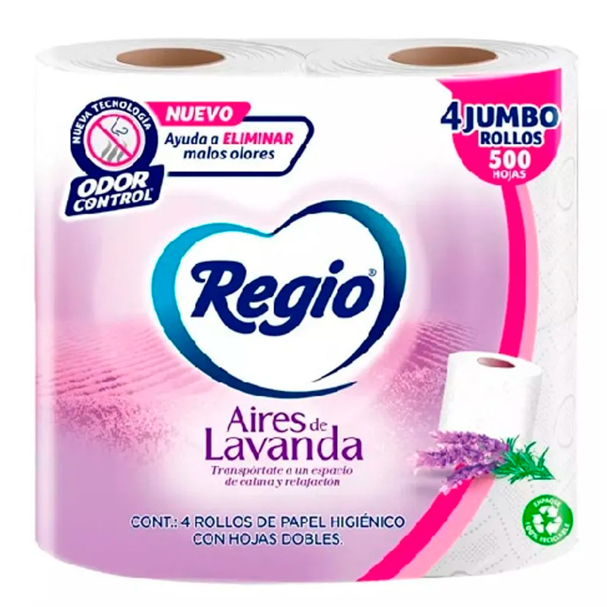Papel Higiénico Regio Aires Lavanda De 500 Hd 4 PZS