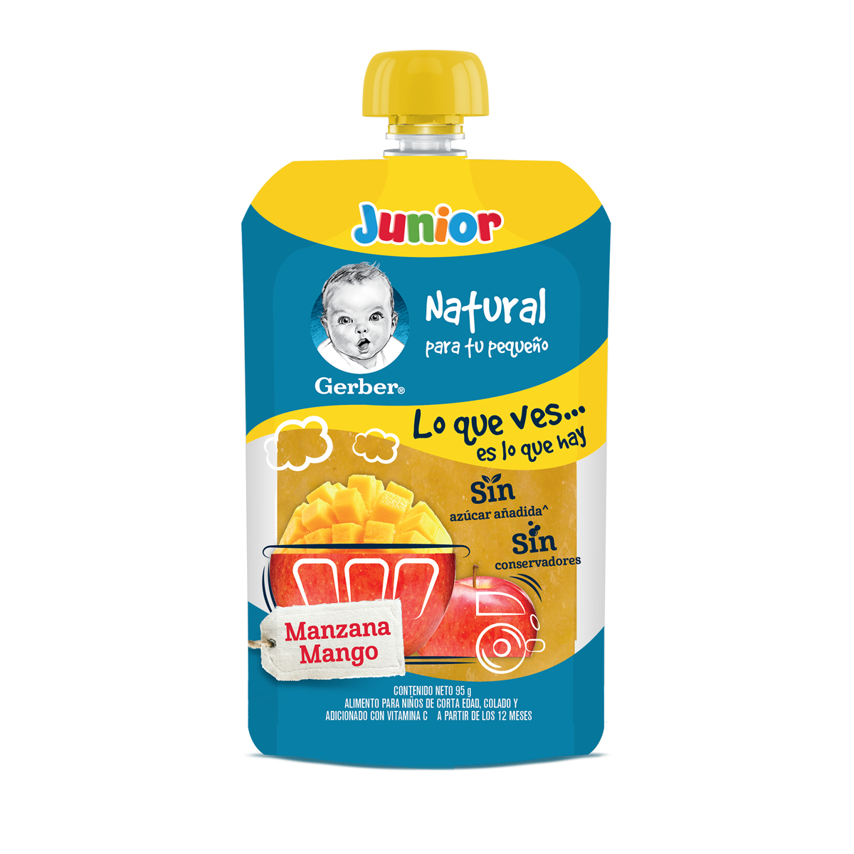 Papilla Gerber Junior Etapa 4 Manzana, Mango Pouch 95g