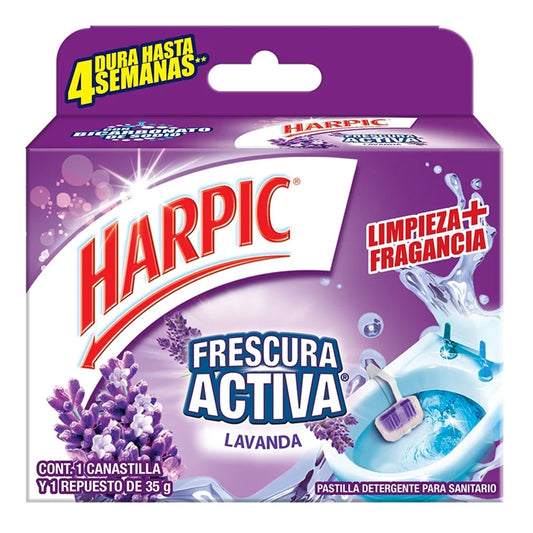 Pastillas Sanitarias Harpic Frescura Activa Lavanda 35 GRS