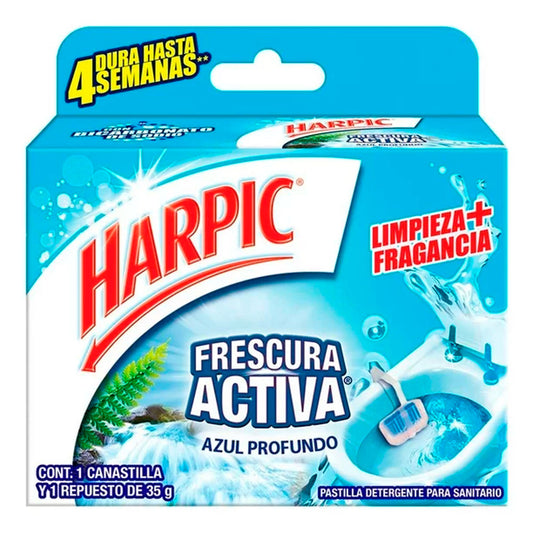 Pastillas Sanitarias Harpic Frescura Activa Azul 35 GRS