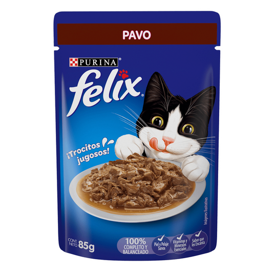 Alimento Para Gato Purina Felix Fantastic Tiritas Con Pavo 85 GRS