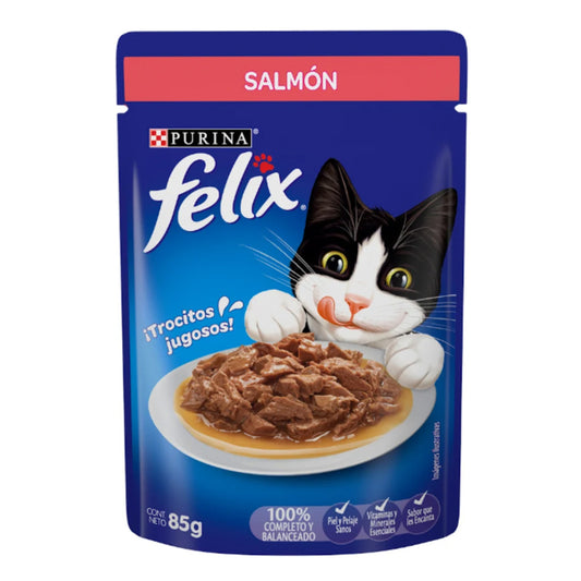 Alimento Para Gato Purina Felix ¡Trocitos Jugosos! Salmón 85 GRS