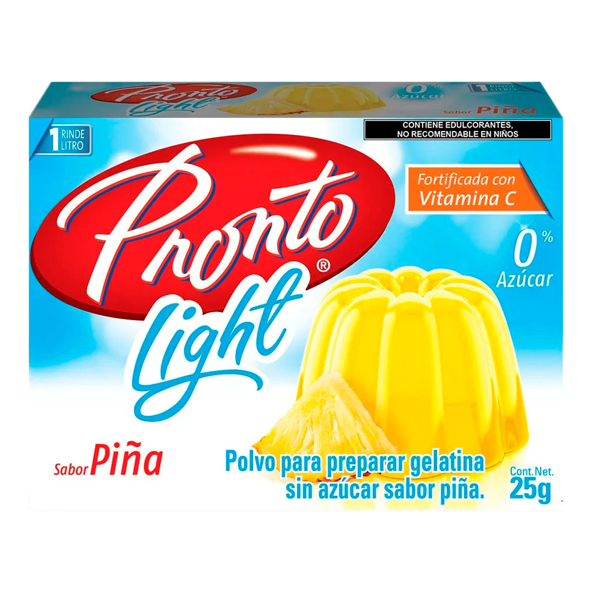 Gelatina Pronto Piña Ligth 25 PZS