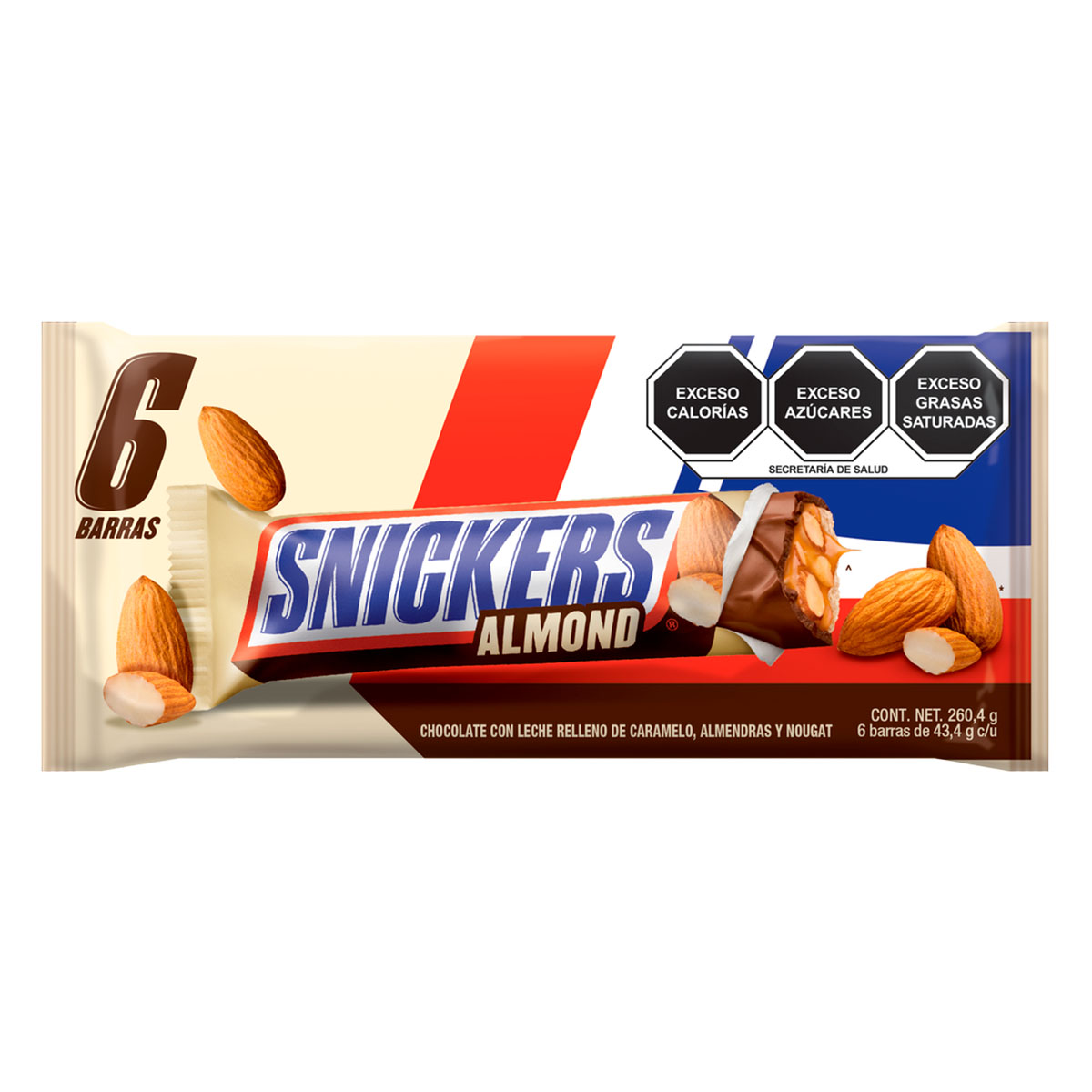 Chocolates Snickers Almendra 6 Pzas 43.4 GRS