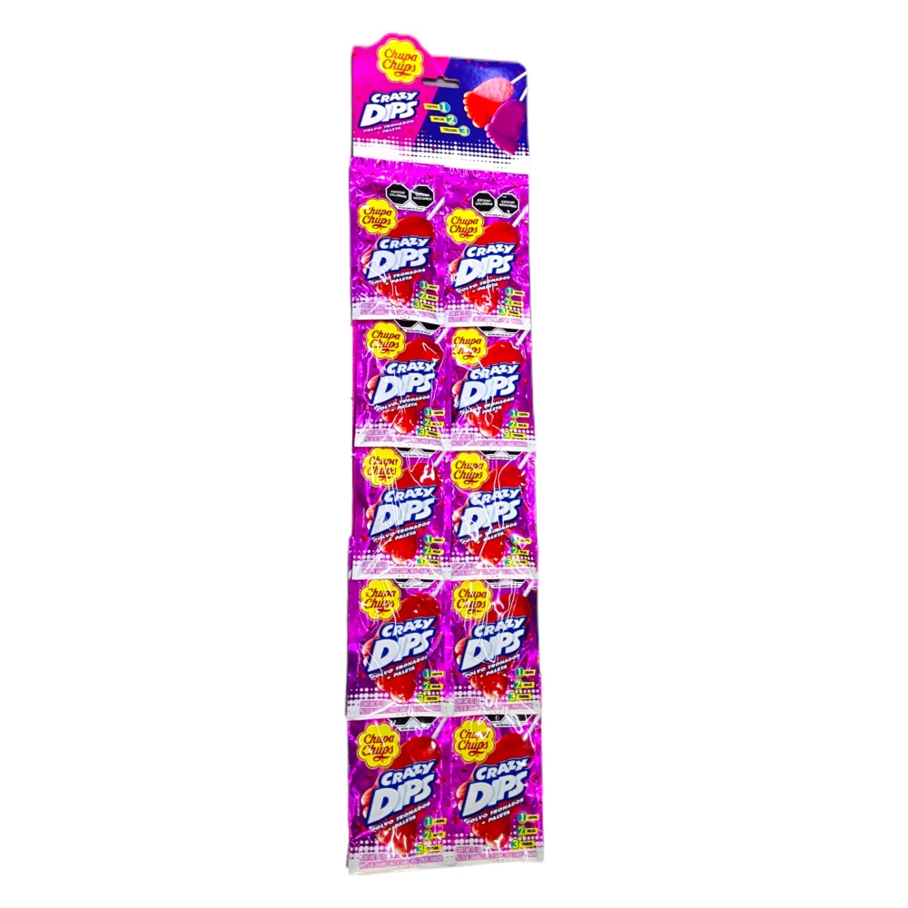 PALETA CHUPA CHUPS CRAZY DIPS FRESA 10 PZS