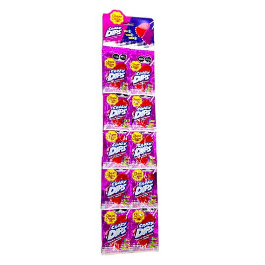 PALETA CHUPA CHUPS CRAZY DIPS FRESA 10 PZS