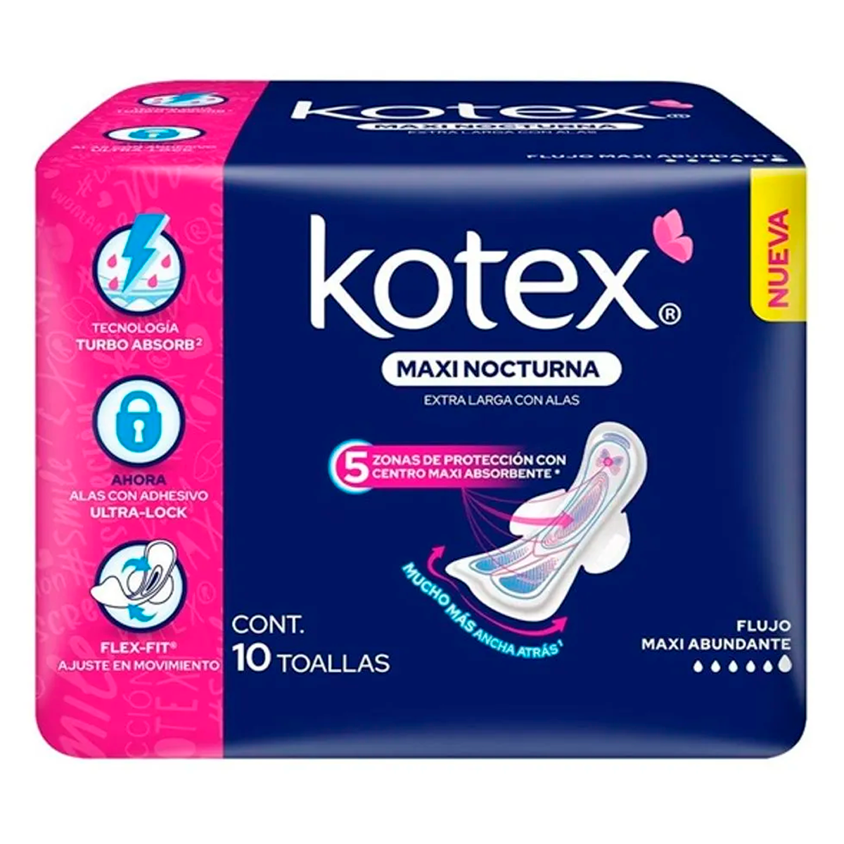T Kotex Maxi Noc F.M.A C/A+2Paq Kotex +2Paq 10 PZS