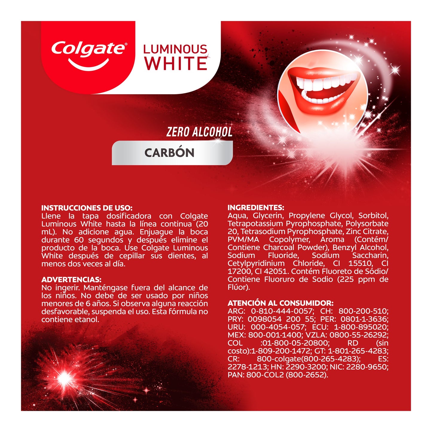 Enjuague Bucal Blanqueador Colgate Luminous White Carbón 250 ml