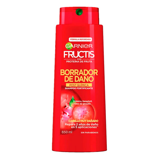 Shampoo Fructis Borrador De Daños Post Química 650 MLL