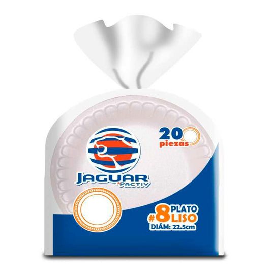 Plato Deshechable Jaguar Térmico Liso #8 20 PZS