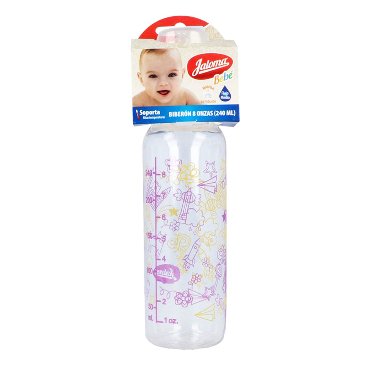 Biberon De Plastico Jaloma Nila 8Oz Con Mamila Silicon 1 PZS