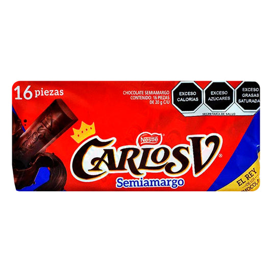 Chocolate Carlos V Semiamargo 16 pzas 20 GRS