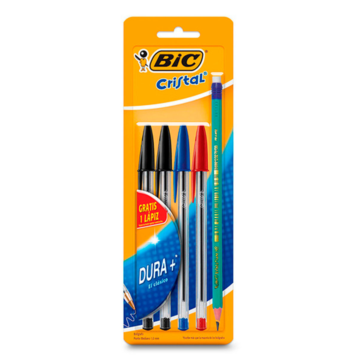 BOLIGRA BIC CRIS 2NEG/RJ/AZ+1LAPIZ 4 PZS