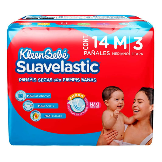 Pañal Kleen Bebe Suavelastic Max Mediano 14 PZS