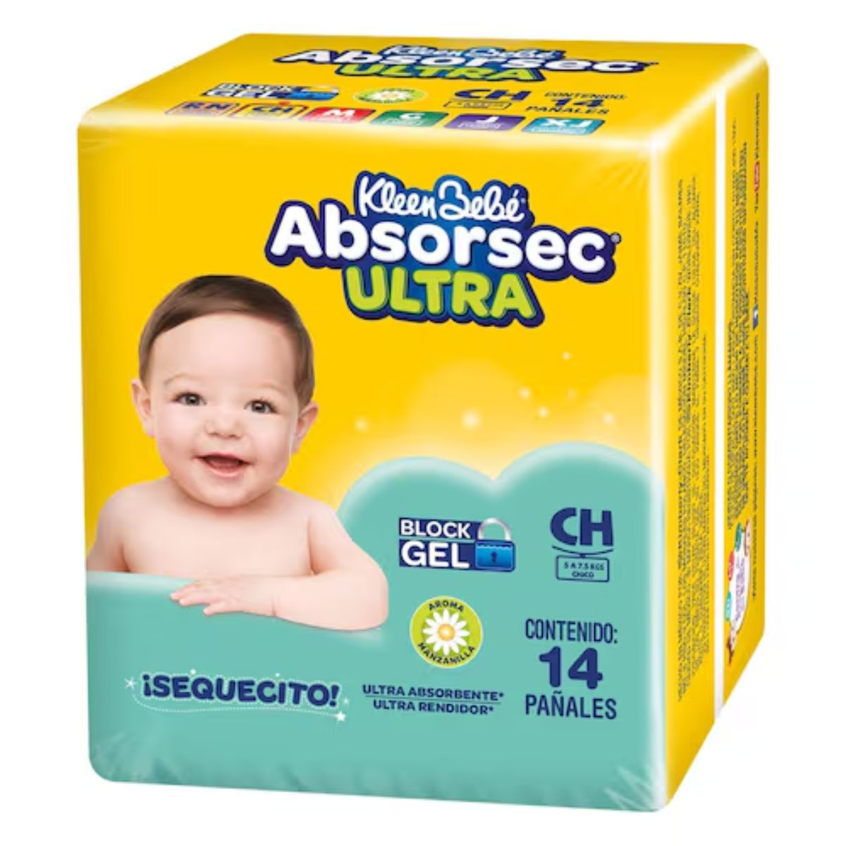 Pañal Kleen Bebeabsorsec Ultra Chico 14 PZS