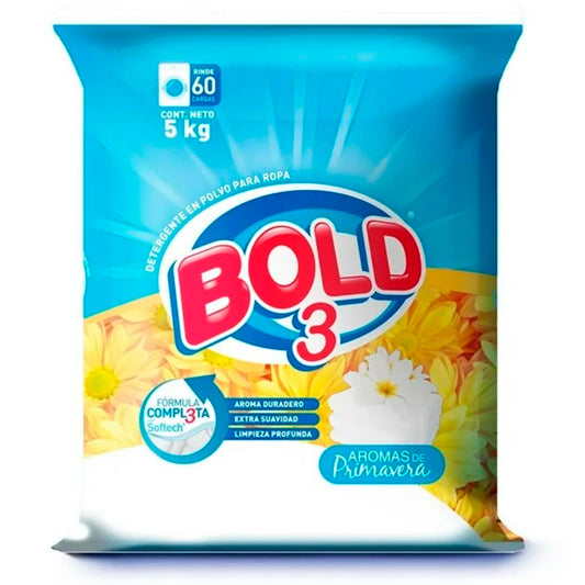 Detergente En Polvo Bold 3 Aromas De Primavera 5 KGS