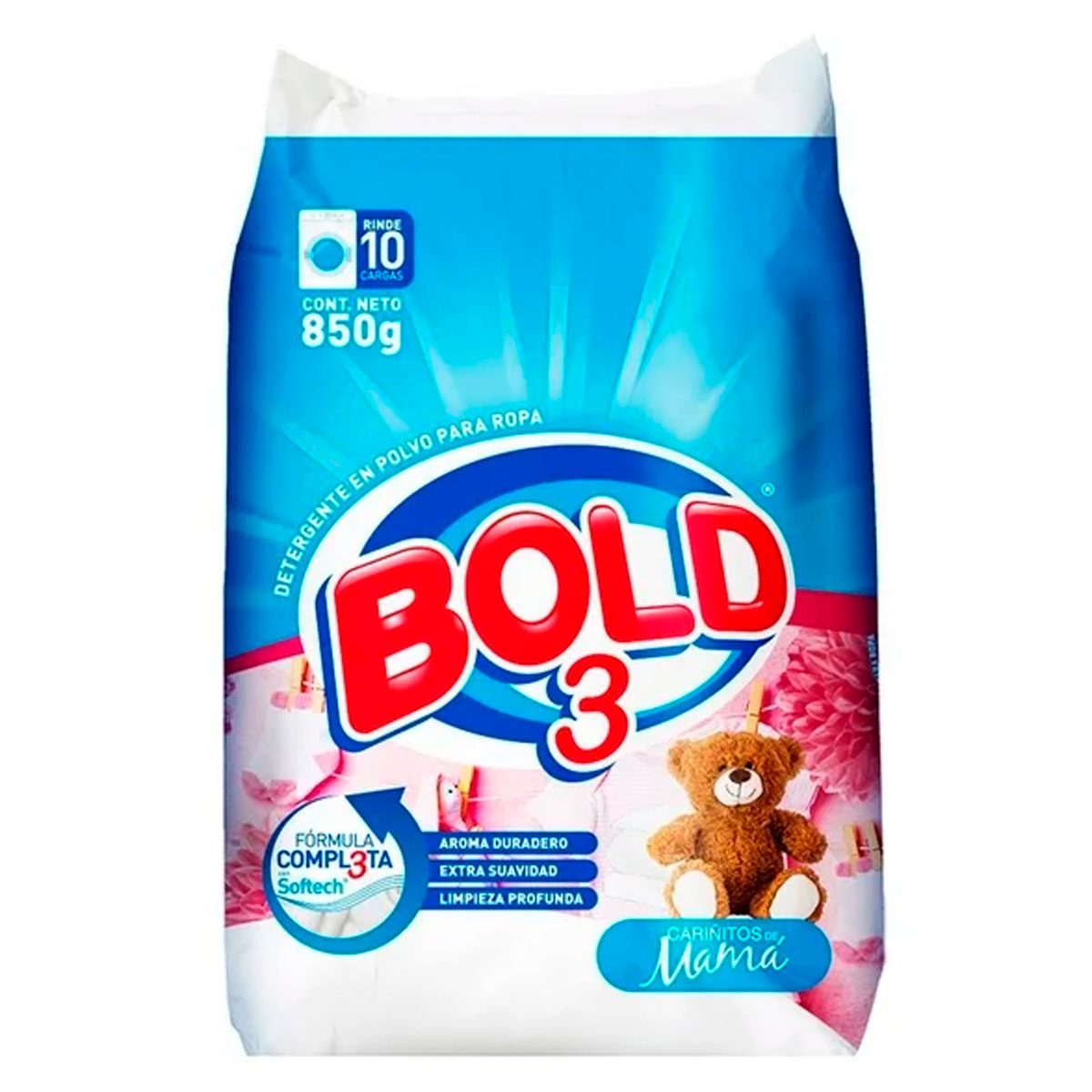 Detergente En Polvo Bold 3 Cariñitos De Mamá 850 GRS