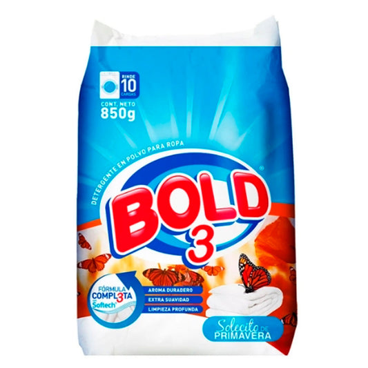 Detergente En Polvo Bold 3 Primavera 850 GRS