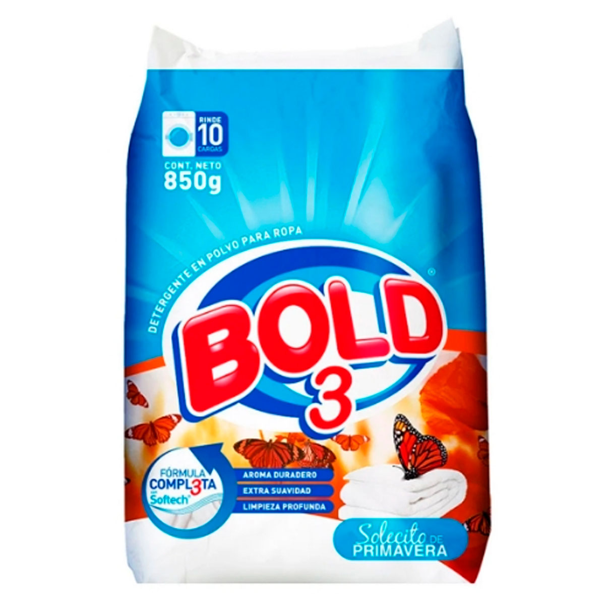 Detergente En Polvo Bold 3 Solecito Primavera 850 GRS