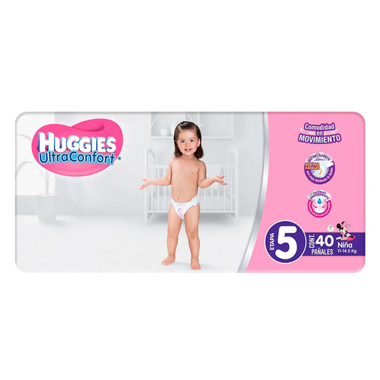 Pañal Huggies Ultraconfort Etapa 5 Para Niña 40 PZS