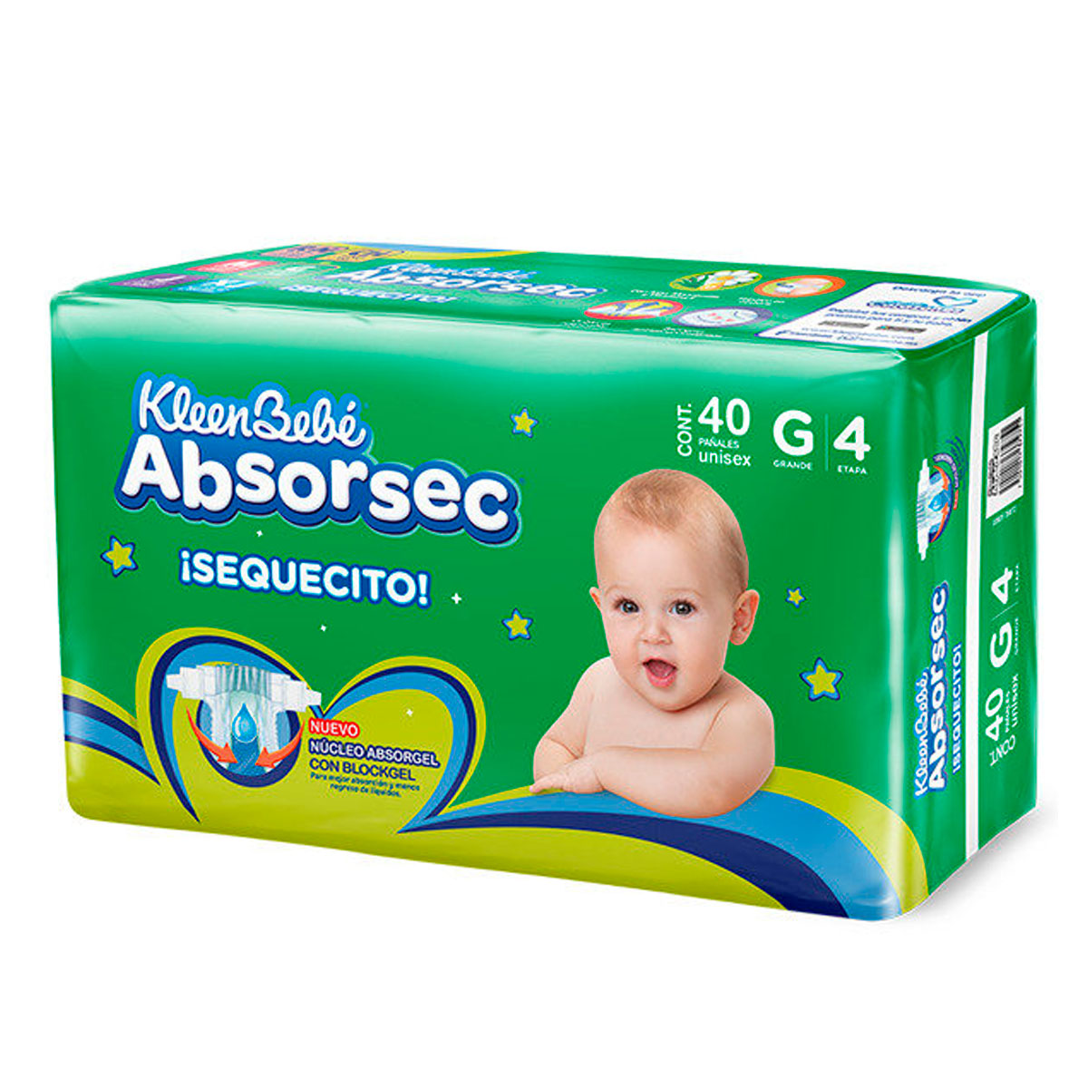 Pañal Kleen Bebe Absorsec Ultra Grande 40 PZS