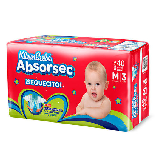 Pañal Kleen Bebe Absorsec Ultra Mediano 40 PZS