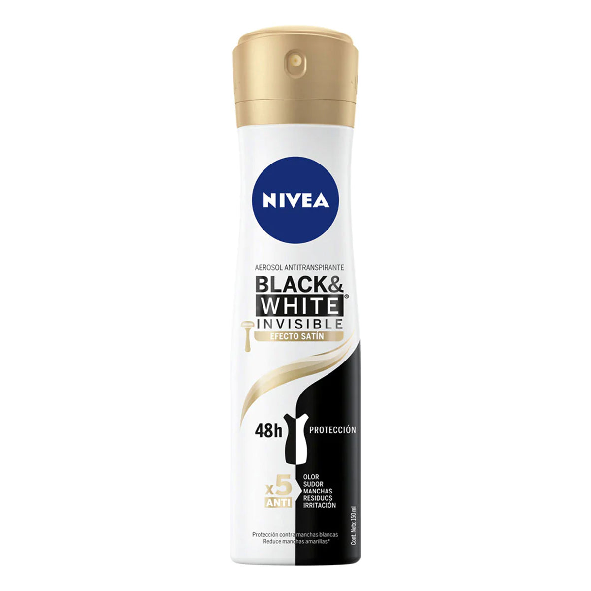 Desodorante Nivea Invisible Aerosol Black&White Gold Mujer 150 MLL