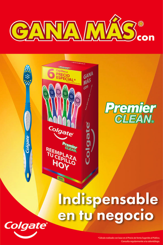 Cepillo de Dientes Colgate Premier Clean Medio 6 pzas