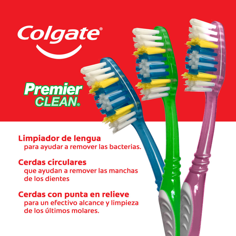 Cepillo de Dientes Colgate Premier Clean Medio 6 pzas