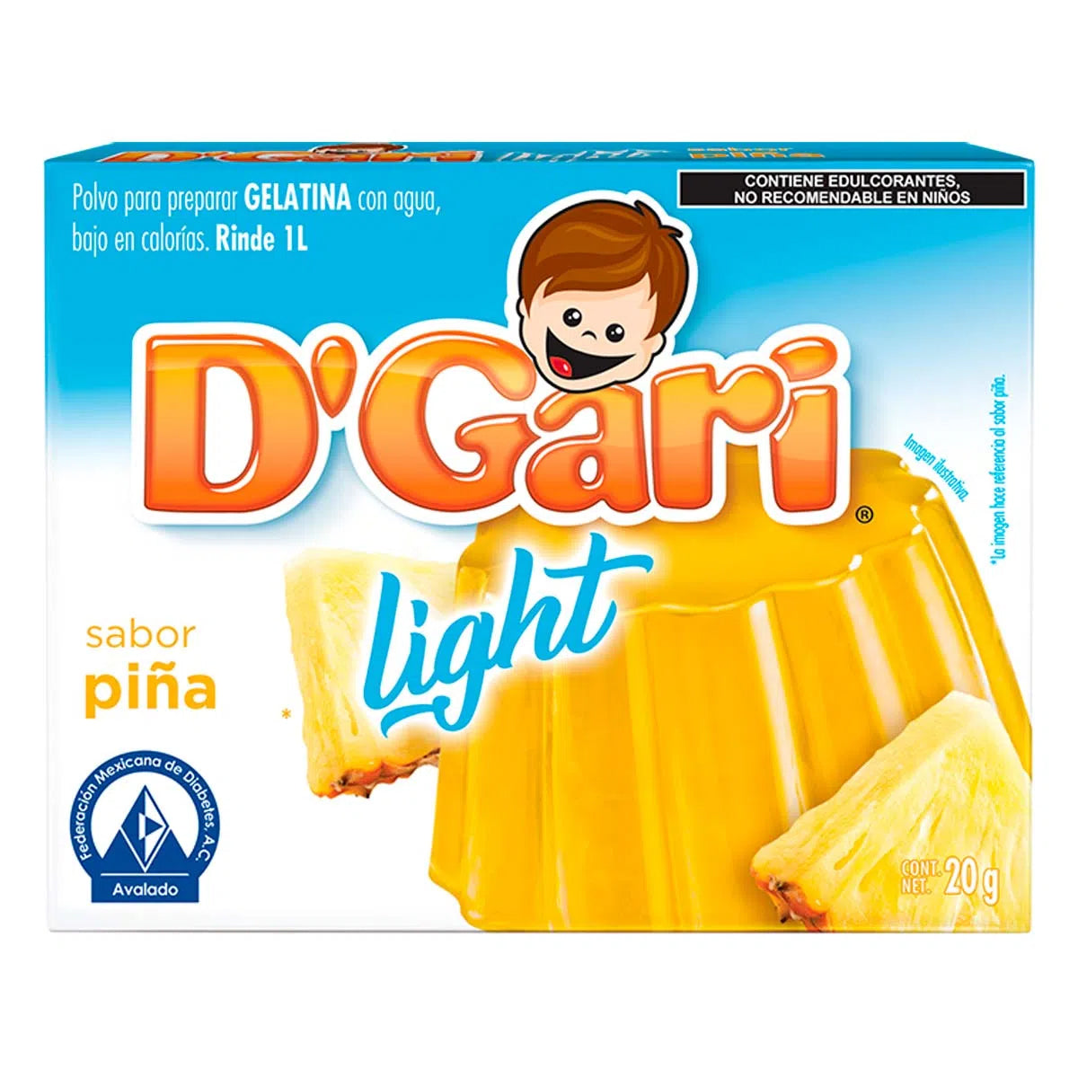 Gelatina De Leche D'Gari Piña Ligth 20 GRS