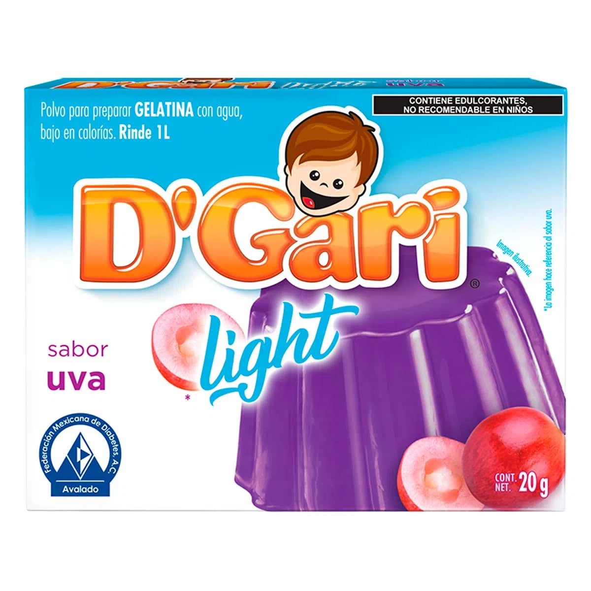 Gelatina De Leche D'Gari Uva Ligth 20 GRS