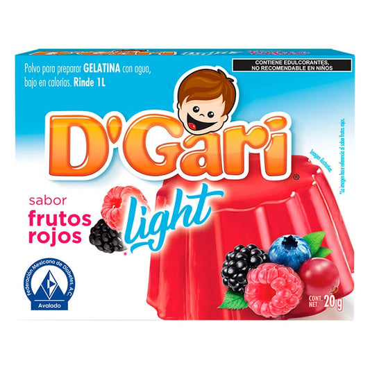 Gelatina D'Gari Light Frutos Rojos 20 GRS