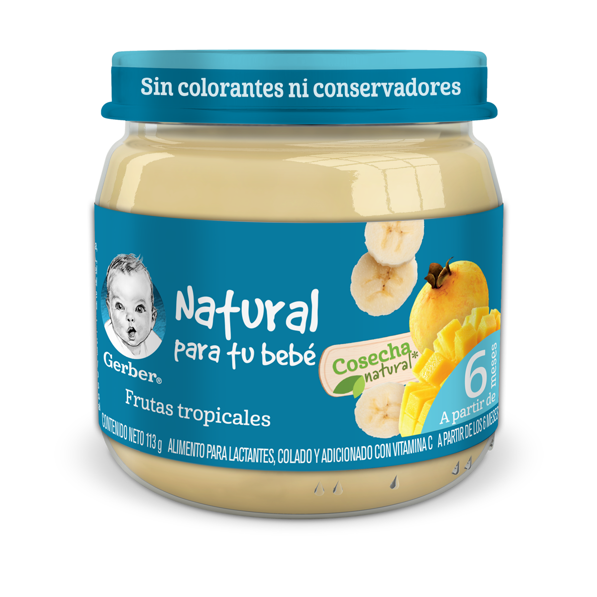 Papilla Gerber Cosecha Natural Etapa 2 Frutas Tropicales 113g