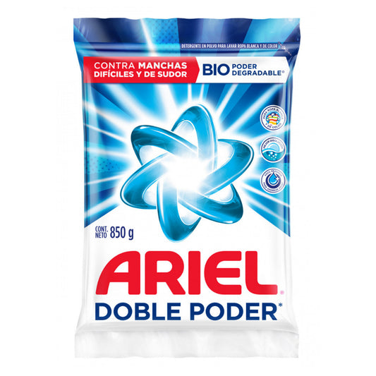 Detergente En Polvo Ariel Quita Grasa 850 GRS