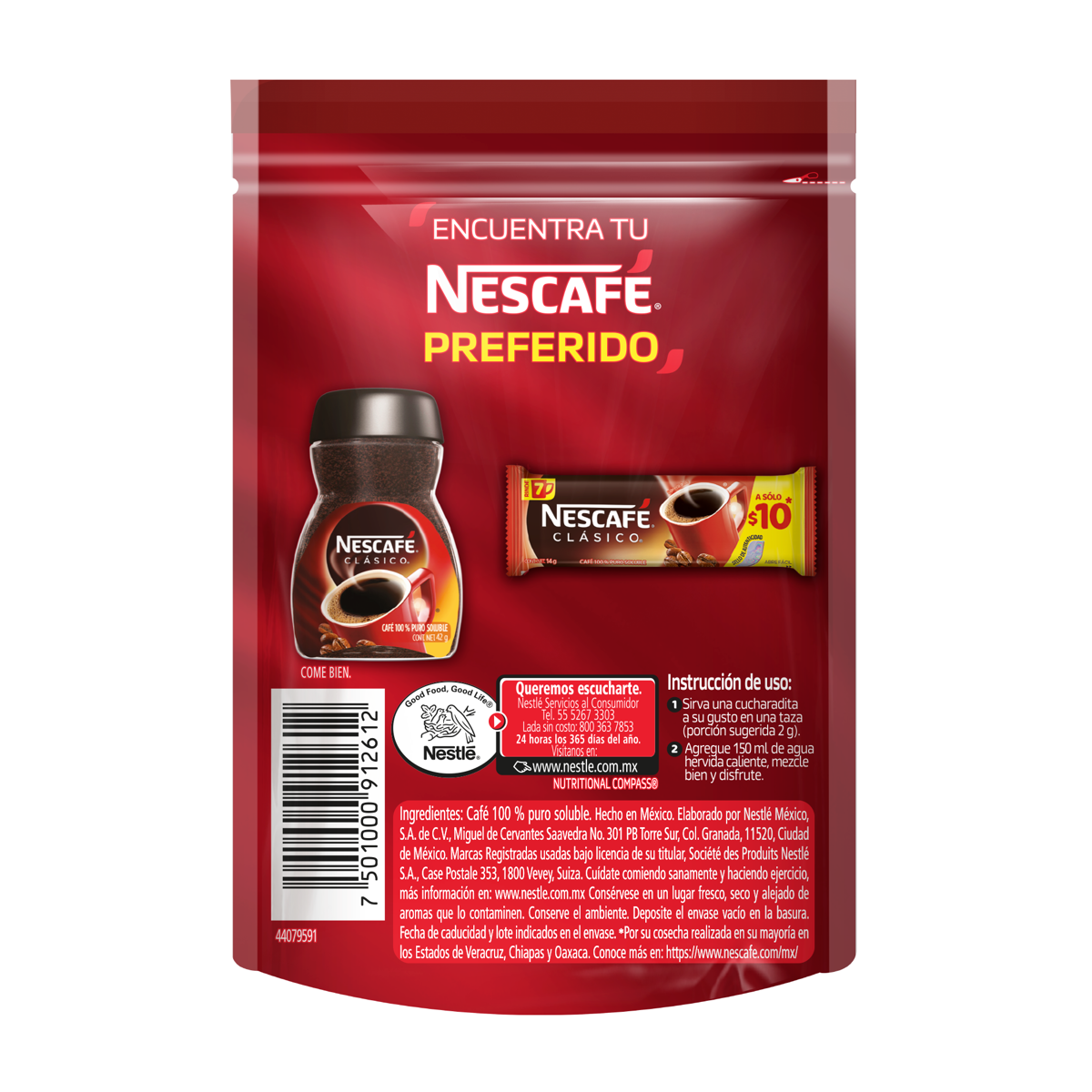 Café Soluble Nescafé Clásico Bolsa 28g