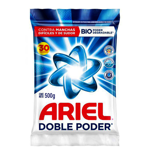 Detergente En Polvo Ariel Quita Grasa 500 GRS