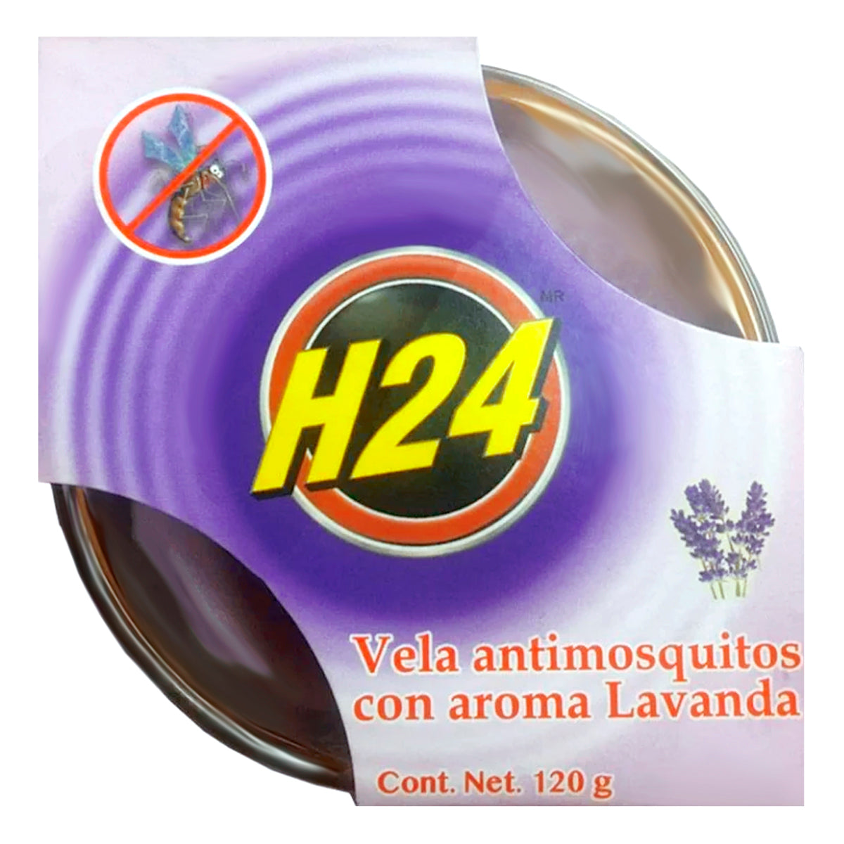 Veladora H-24 Repele A Mosquito Lavanda 120 GRS