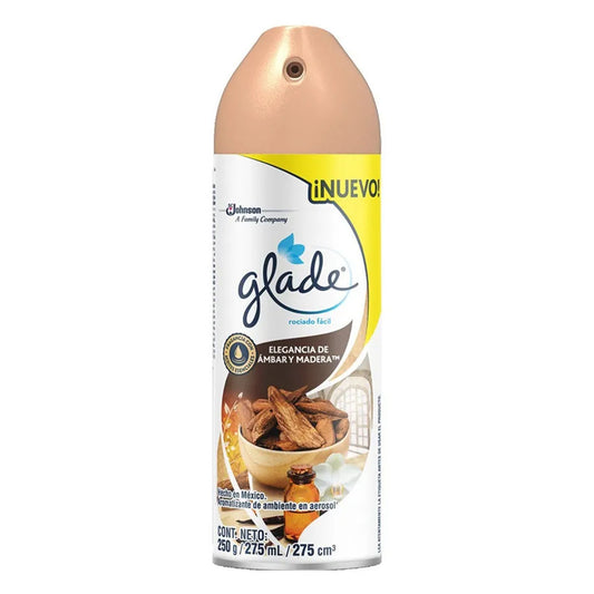 Aromatizante En Aerosol Glade Ambar Y Madera 275 GRS