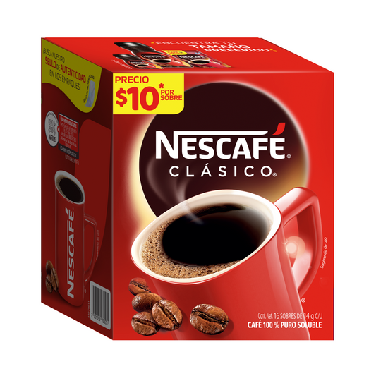 Café Soluble Nescafé Clásico 16 Sobres 14g c/u