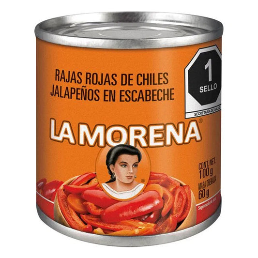 Chiles La Morena Rajas Rojas 100 GRS