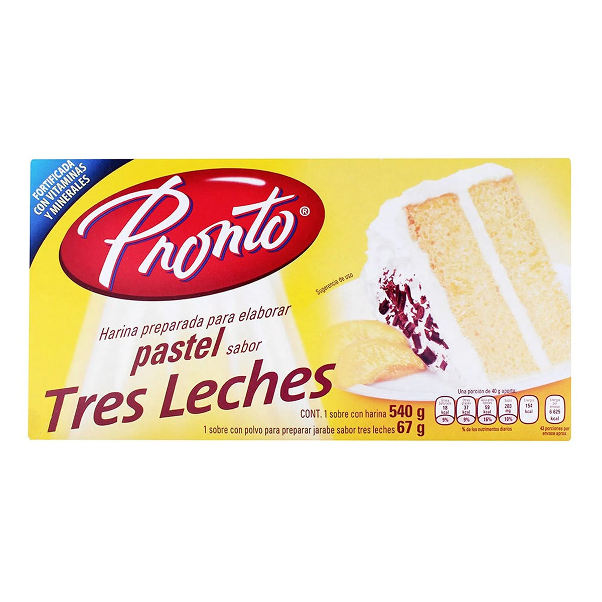 Harina Pastel Pronto Tres Leches 607 GRS