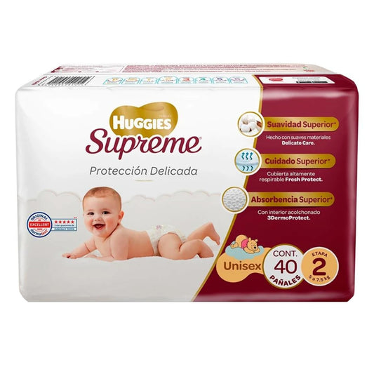 Pañal Huggies Supreme E2 Unisex 40 PZS